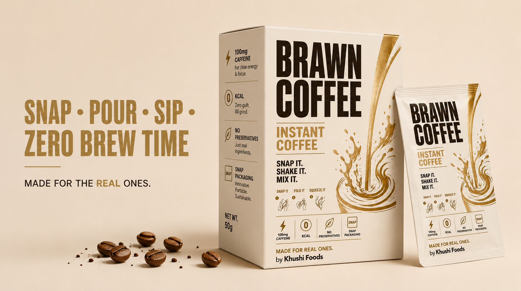 Brawn SNAP Coffee Concentrate Sachets | Premium Single-Serve Coffee | Ready in Seconds