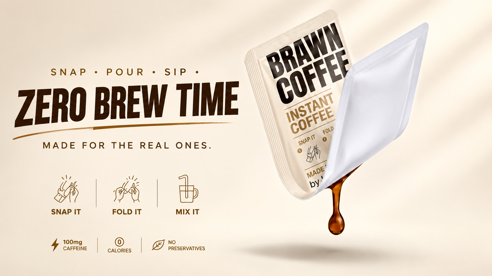 Brawn SNAP Coffee Concentrate Sachets | Premium Single-Serve Coffee | Ready in Seconds